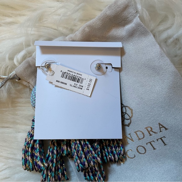 Kendra Scott Masie Statement Tassel Drop Earrings - NWT - Rhodium Periwinkle - Picture 3 of 9